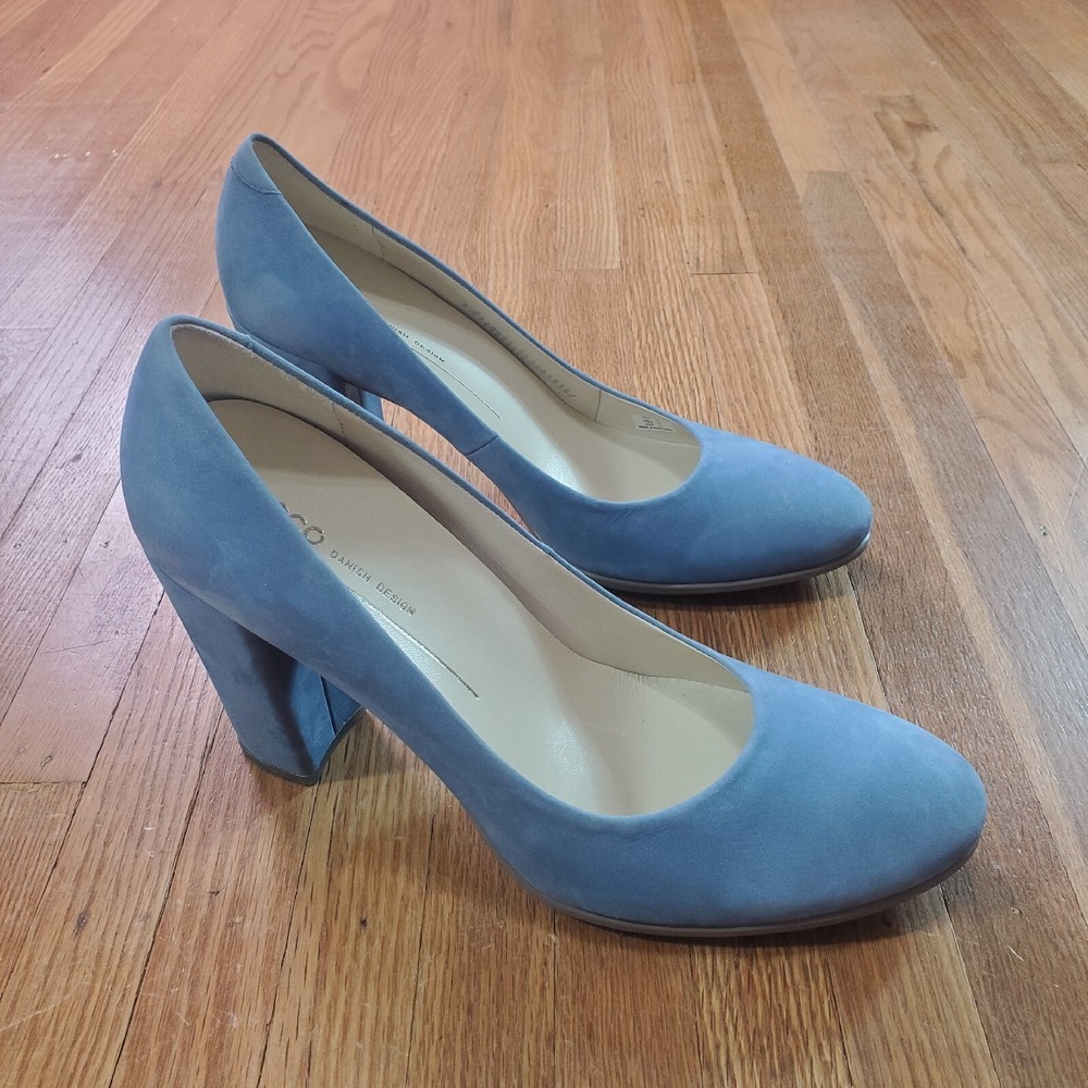 ECCO Shape 75 Block Heel Womens Sz 10 - 10.5 Blue Dress Pump Shoes NEW NWOB